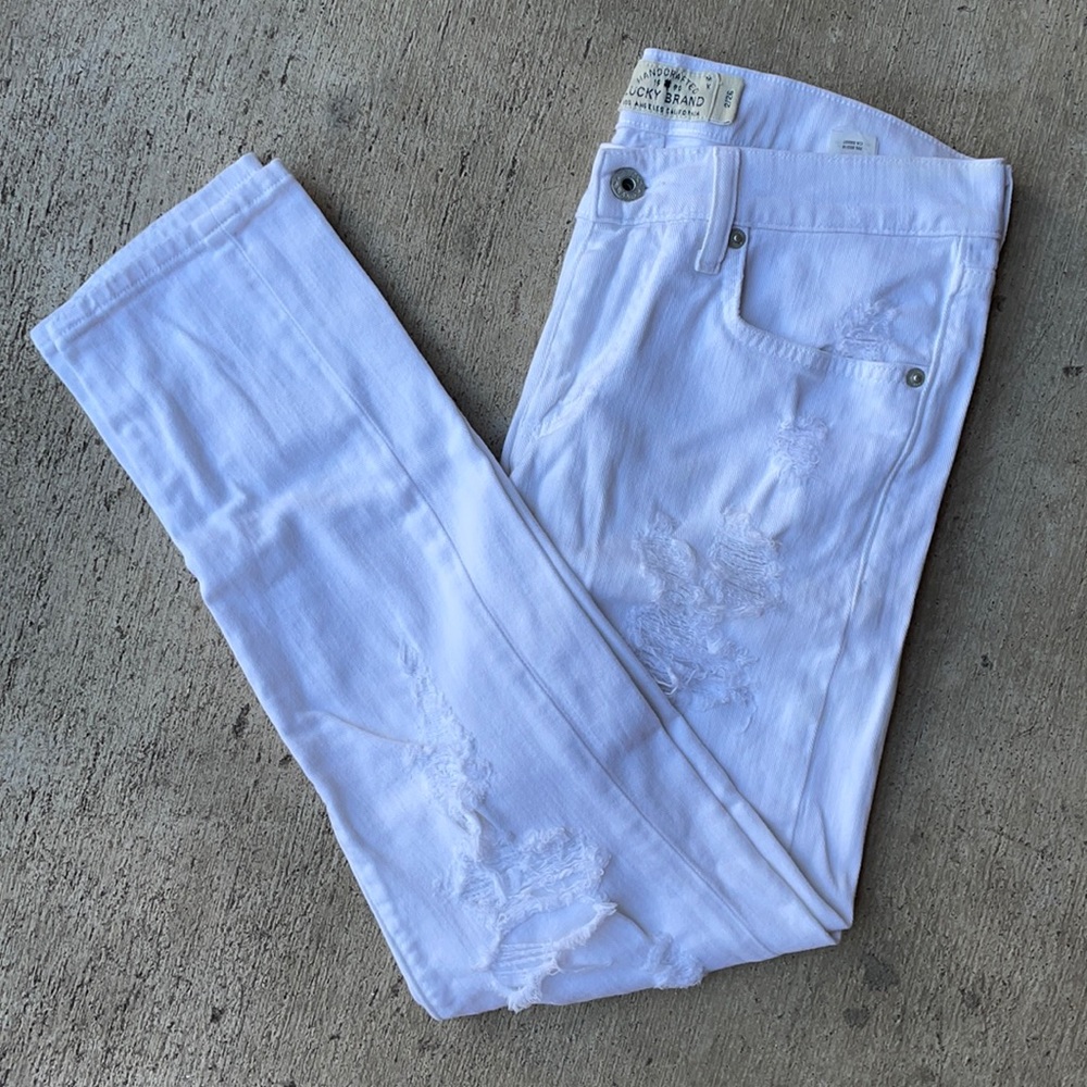 White Distressed Sienna Slim Boyfriend Jeans